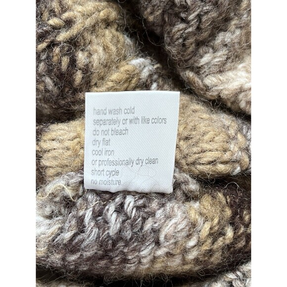 Elsamanda Anthropologie Brown Cable Ruffle Wool Cardigan Sweater Shawl Sz Small - Picture 9 of 14
